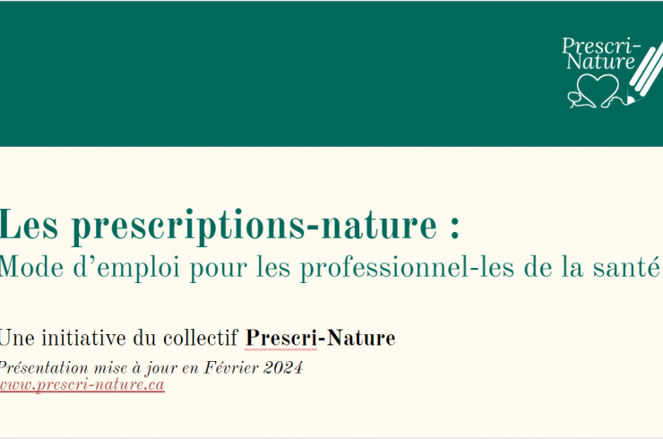 Première diapo de la présentation sur les prescriptions nature